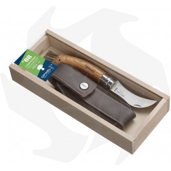 Opinel case with mushroom picking knife and leather sheath Opinel knives