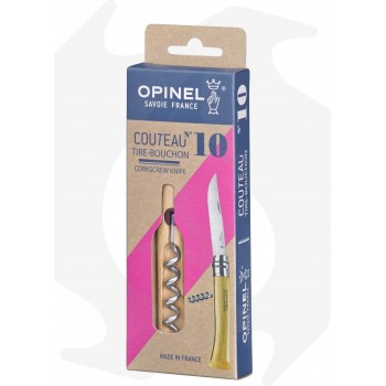 Opinel knife n.10 in stainless steel with corkscrew Opinel knives