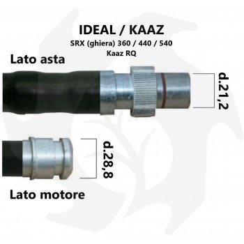 Gaine complète avec tuyau pour débroussailleuse à dos Ideal / Kaaz SRX (écrou à anneau) 360/440/540 kaaz RQ Ideal / Kaaz