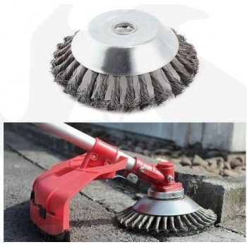 Brosse conique de 200 mm pour le nettoyage du sol de la débroussailleuse + protection universelle des roues Tête de débroussa...