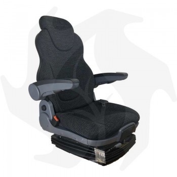 Traktorsitz mit pneumatischer Federung aus Stoff SC270 + Sicherheitsgurt mit Rolle Kompletter Sitz