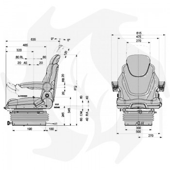 Asiento tractor con suspensión neumática en tejido con cinturones y microinterruptor de seguridad M98 Homologado asiento comp...