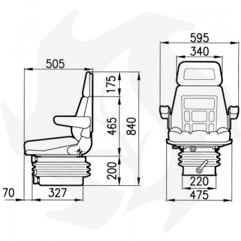 Asiento tractor con suspensión mecánica/neumática en tejido Cobo SC95 asiento completo