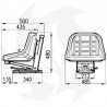 Sedile trattore in skay con molleggio verticale e guide omologato GT50 Sedile Completo