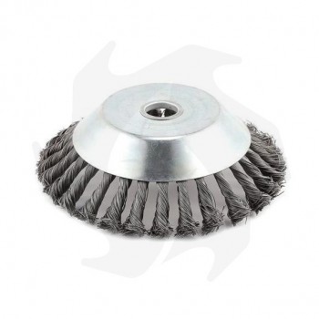 Cepillo cónico de 200 mm para desbrozadora de limpieza de suelos + Protector contra piedras de chapa cabeza de desbrozadora