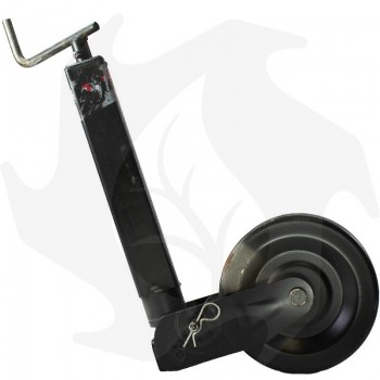 Timon télescopique avec roue en caoutchouc pour remorques 60 x 350 Béquille cric