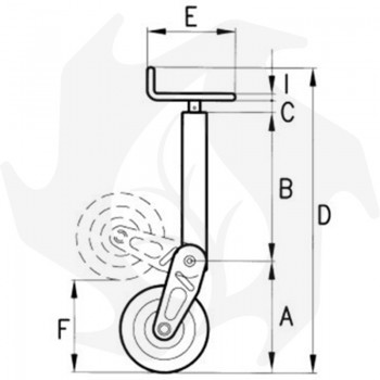 Timon télescopique avec roue en caoutchouc pour remorques 70 x 460 Béquille cric