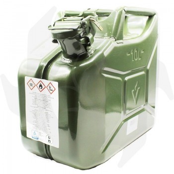 Metal canister approved for storing petrol or diesel, 10 liter capacity Fuel can