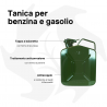 Metal canister approved for storing petrol or diesel, 5 liter capacity. Fuel can