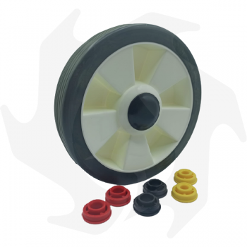 Universal nylon wheel without bearing for lawnmowers, kit of 3 reduction bushes Garden Machinery Spare Parts