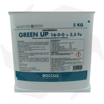 GREEN UP 16-0-0 + 3,5 Fe Bottos - 5 Kg Engrais azoté pour pelouse avec action anti-mousse Engrais pour pelouse