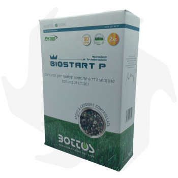 Biostart P Bottos -2Kg Dünger für die Aussaat und Nachsaat mit Huminsäuren Rasendünger