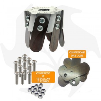 Cabezal universal de azada IME en aluminio para desbrozadora profesional de terrenos + kit de recambio Cortador para Desbroza...