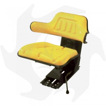 Gelber Traktorsitz mit vertikaler Federung und verstellbarer Basis Kompletter Sitz