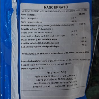 Nasceprato Bottos - Engrais 5Kg pour la création et la régénération de la pelouse Engrais pour pelouse