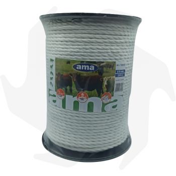 White electric rope for fences, 200 meter roll, diameter 8 mm Accessories for agriculture