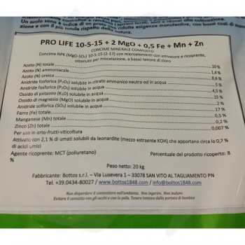 Pro Life Bottos - 20 Kg Anti-stress lawn fertilizer rich in potassium with organic substance and zeolite Lawn fertilizers