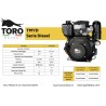 Complete Toro diesel engine adaptable Yanmar LA170 engines with recoil starter Diesel engine