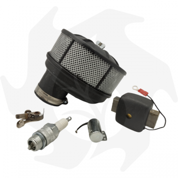 Kit of points + condenser + spark plug + coil and oil bath air filter for Acme AL215-290-330-480/VT88/FE82 engine Platinum Ti...