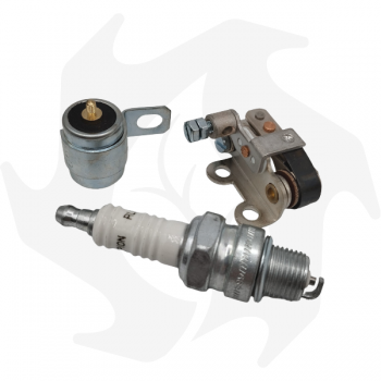 Kit pointes platinées + condensateur et bougie pour moteurs Intermotor IM250 - IM300 - IM350 Embouts Platine - Condenseur