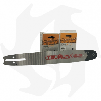 Professional bar kit TSUMURA ​​SOLID 325 1.3mm 66 links of 40cm with replaceable reinforced tip + 2 chains Chainsaw bar
