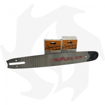 Professional bar TSUMURA ​​SOLID 3/8 1.6mm 66 links of 45cm with replaceable reinforced tip + 2 chains Chainsaw bar