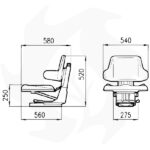 Sedile trattore giallo con molleggio verticale a base regolabile - immagine 3