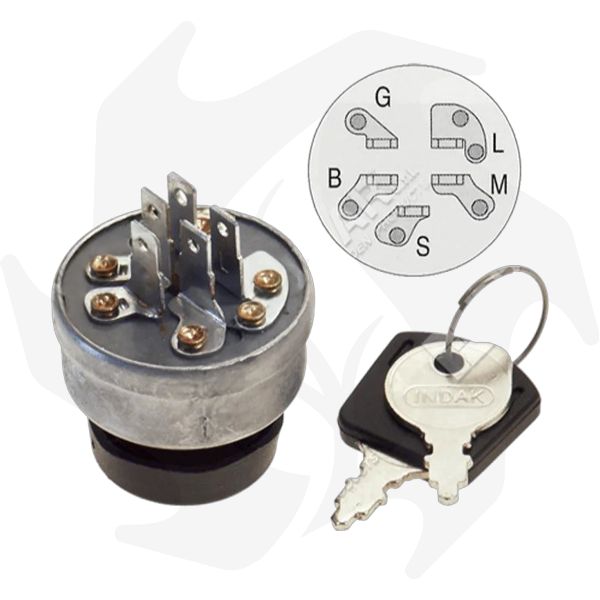 Interrutore di avviamento per trattorino Alpina-Castelgarden-GGP Twin cut a 5 morsetti-3 posizioni Interrutore di avviamento per trattorino Alpina-Castelgarden-GGP Twin cut a 5 morsetti-3 posizioni - immagine 1