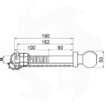 Perno gancio traino a sfera ricambio per trattore rimorchio Ø 25 x 190 mm - immagine 3