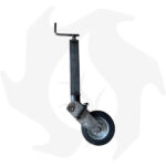 Servotimone telescopico con ruota in gomma per rimorchi 60 x 350