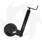 Servotimone telescopico con ruota in gomma per rimorchi 60 x 380