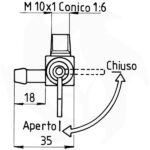 Rubinetto carburante Lombardini attacco conico dado da 17mm - immagine 2