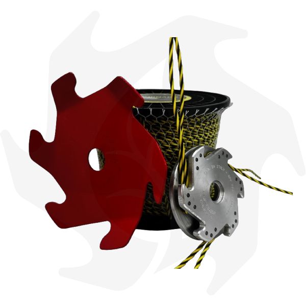 Kit testina Uragano disco antigroviglio Shuriken filo tornado da 4mm per decespugliatore