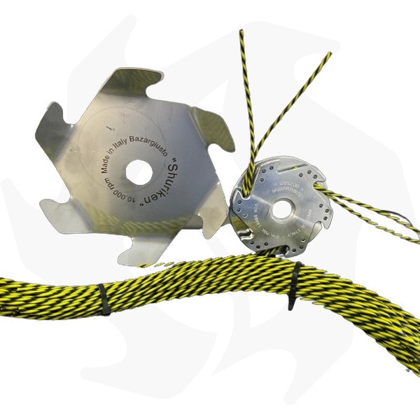 Kit annientatore – decespugliatore PLANTY 62cc + testina Uragano / disco shuriken e spezzoni pretagliati - immagine 2